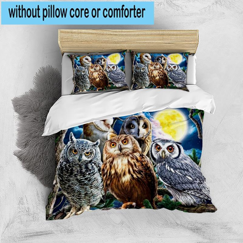 Night Owls In The Moonlight 3pcs Bedding,Including 1pc Duvet Cover And 2pcs Pillowcases Perfect for Christmas,Ideal for Bedroom, Dormitory