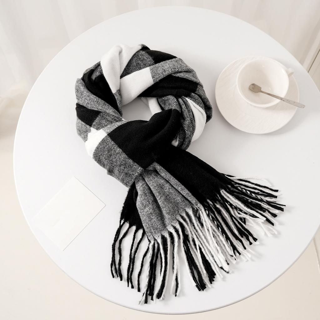 Ladies Ethnic Retro Sassel Head Cape Thick Color Striped Shawl Scarf