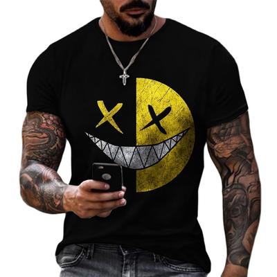 Забавные мужские футболки XOXO с улыбающимся лицом и 3D-принтом, уличная мода, повседневная спортивная рубашка, мужская футболка большого размера с круглым вырезом, топы
