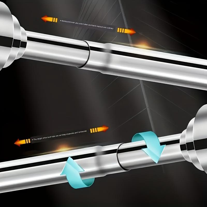 1 шт. Телескопическая штанга из нержавеющей стали без перфорации - Универсальная для шторки для душа в ванной, сушки на балконе, подвешивания штор в гардеробе и спальне