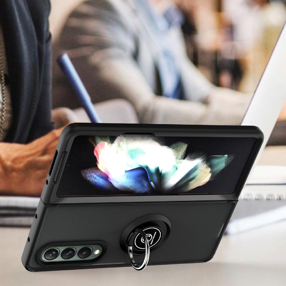 Fashion Comfortable Finger Ring Cover Case For Samsung Galaxy Z Fold3 Fold 3 5g Non -Slip Protective Fundas Cases