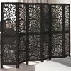 VidaXL Room Divider 6 Panels Black Solid Paulownia Wood, Privacy Screen, Room Partition Panel, 358761