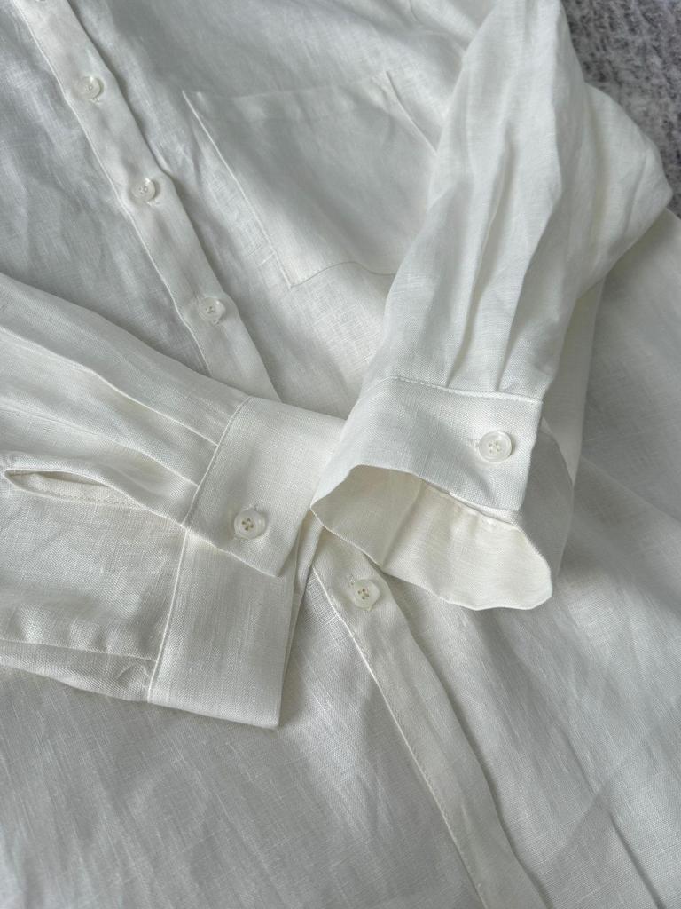 2024 Комплект из льняной рубашки с подсветкой и плиссированных брюк из хлопка и льна на завязках для женщин