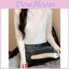 Spring Autumn Winter Knitwear T Shirt For Women With Wood Ears Trim And Half High Neck In Soft Fabric