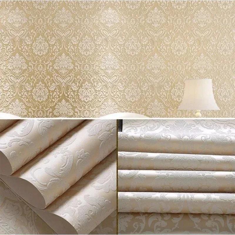 Самоклеящиеся белые тисненые обои дамаск, отслаивающиеся и приклеивающиеся однотонные обои дамаск для декора спальни, гостиной