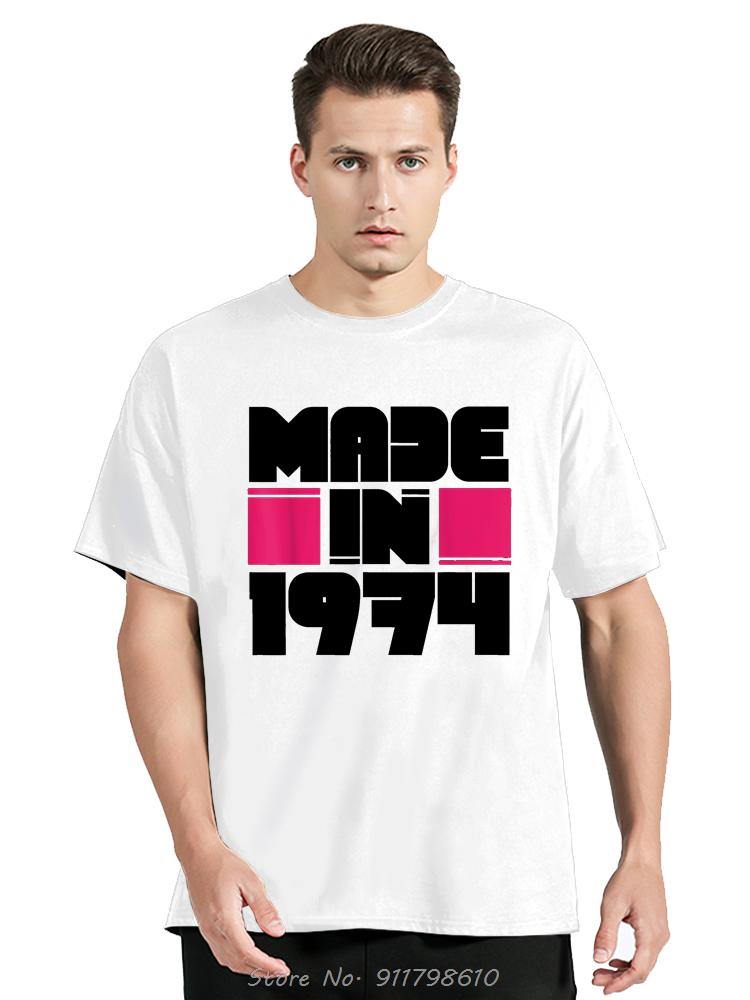 Винтажные футболки 'Рожден в 1974 году' в стиле ретро 70-х, футболка оверсайз унисекс, повседневная модная свободная мягкая уличная одежда