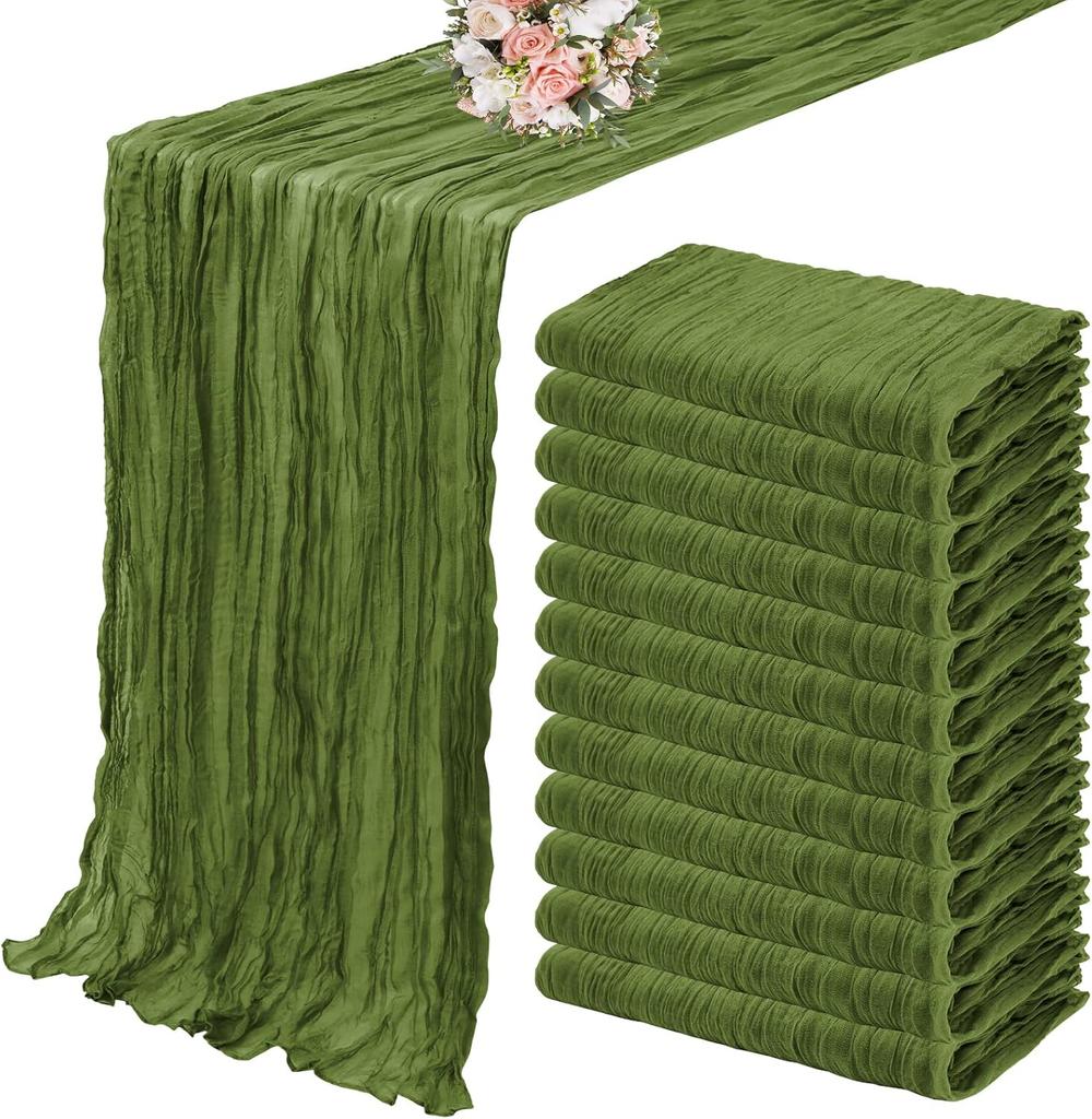 10PCS Terracotta Semi-Sheer Table Runner Gauze Cheesecloth Table Setting Dining Wedding Reception Events Christmas Fall Decor