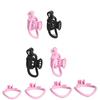 Male Chastity Lock  Anti-Cheating Cock Cage with 4 Rings for A Belt of Fidelity Feminization Negative Inverted Chastity Sex Toy