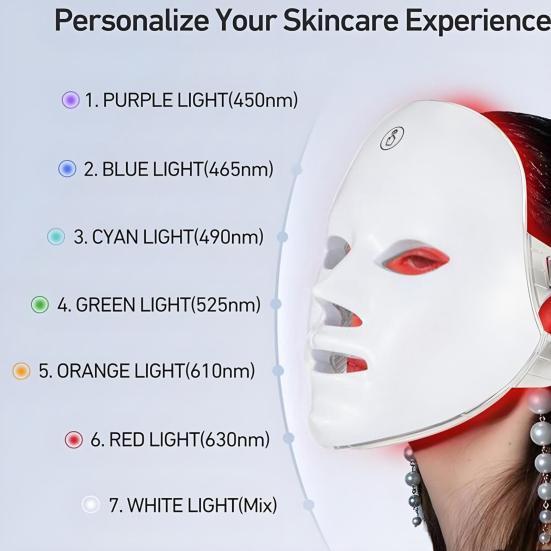 LED Photon Therapy Mask Red Blue Light Facial Device for Acne Wrinkle Reduction Rechargeable Anti-Aging Skincare for Home Use