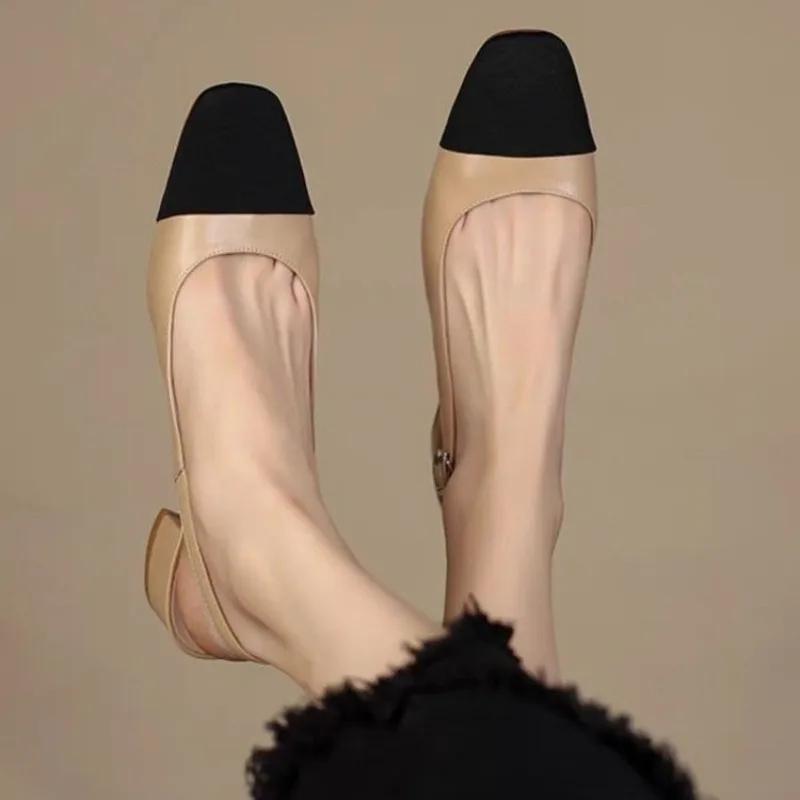 Мода 024 Новая Летняя Женская Обувь Туфли Платье Средний Каблук Квадратный Носок Мода Свадебная Вечеринка Сандалии Повседневная Обувь Женские Сандалии