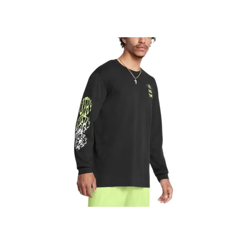 Under Armour Футболка с длинным рукавом и круглым вырезом Curry Graphic Letter Sports, мужские топы, цвет черный 1387109-001