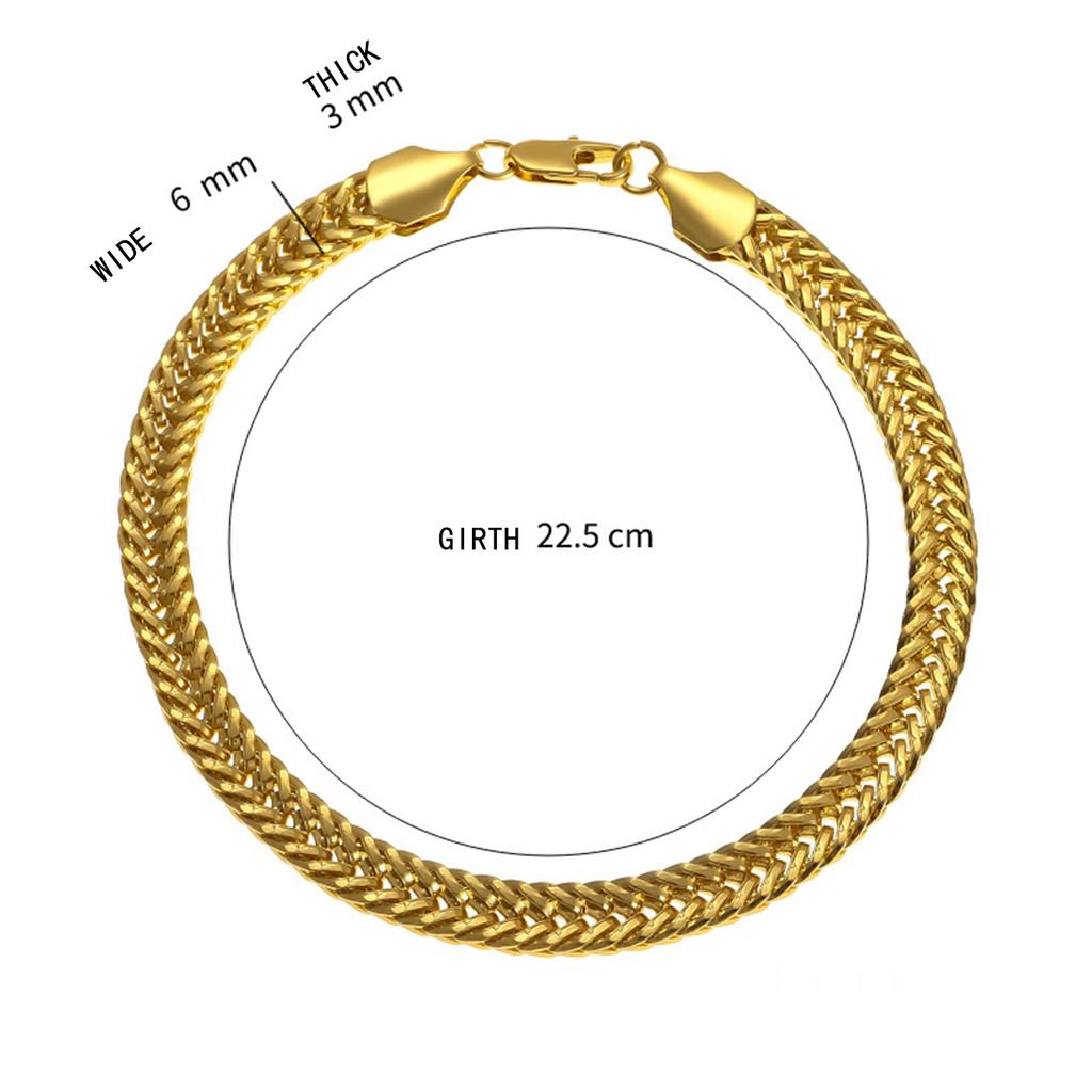 Exquisite Gold Bracelet 6MM Men's Side Bracelet Exquisite Jewelry Plated 18K Gold Bracelet Men's Side Bracelet