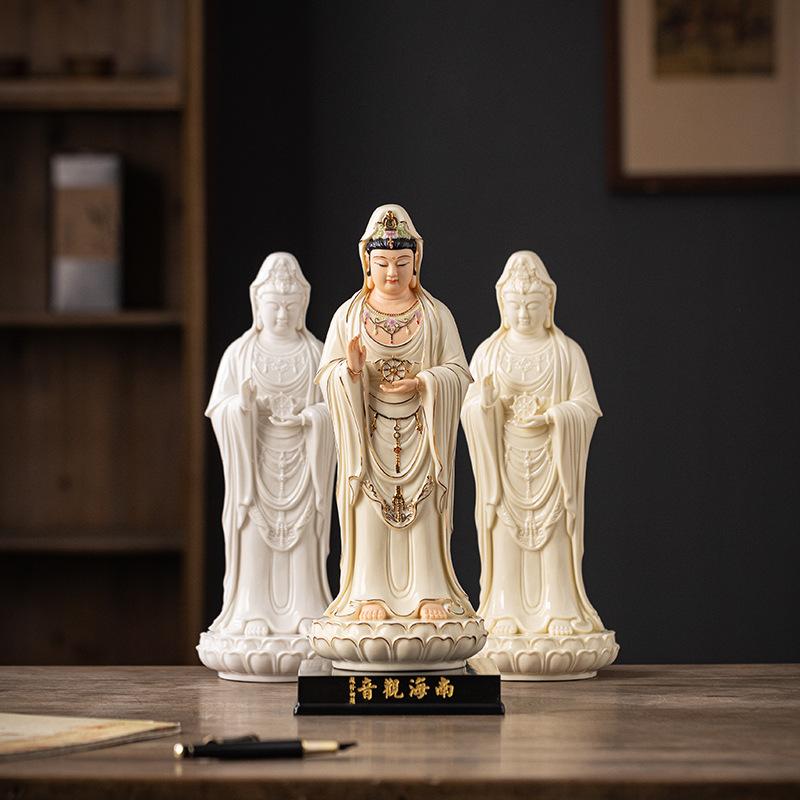 12in Guanyin Bodhisattva Buddha Statues Ceramic Statues Avalokitesvara Buddha God HOME Shrine Altar FENG SHUI Statue Home Decor