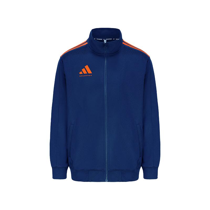 Adidas Taekwondo Vintage Sports Solid Color Stand Collar Casual Logo Jacket Unisex Jacket Blue Orange TR90JT-BUOG