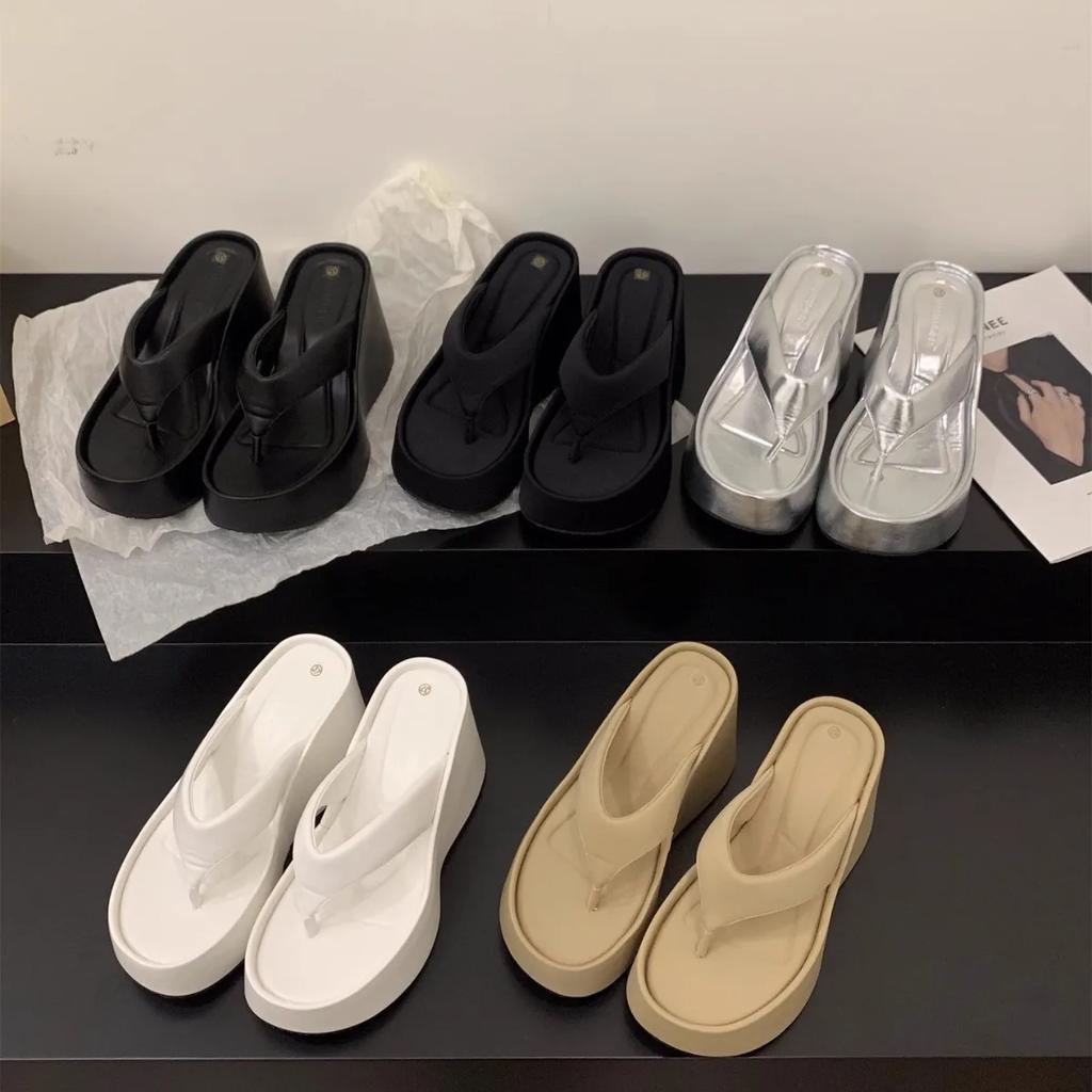 Fashion Women's Clip Toe Super High Heel Wedge Flip Flops New 2024 Summer Chunky Platform Beach Sandals Woman Thick Sole Slippers Slides