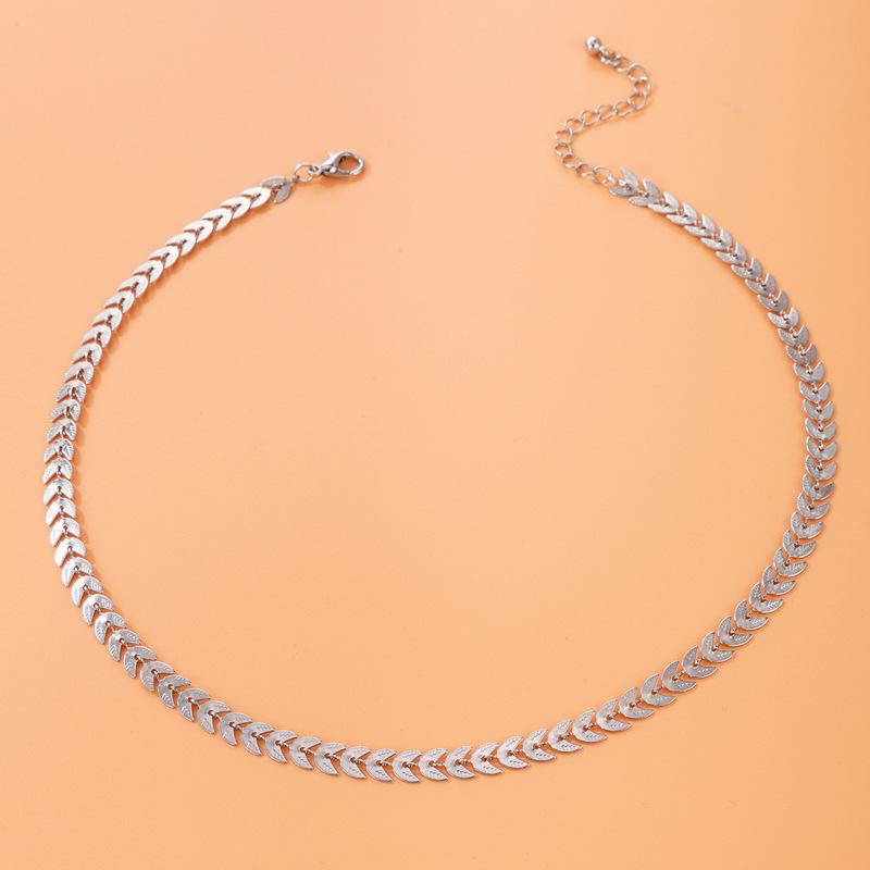 Мужская и женская цепочка на одинаковую шею, цепочка из сплава рыбьей чешуи, однослойное ожерелье, простая геометрическая цепочка на ключицу