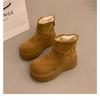 Women's Platform Snow Boots Fleece Lined Ankle Boots Zipper Short Booties