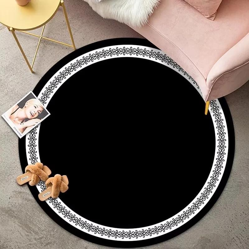 Роскошный Классический Круглый Ковер для Гостиной Простой Черно-Белый Ковер для Спальни Коврик для Туалета/Ванной Комнаты Ковры Удобные Напольные Коврики