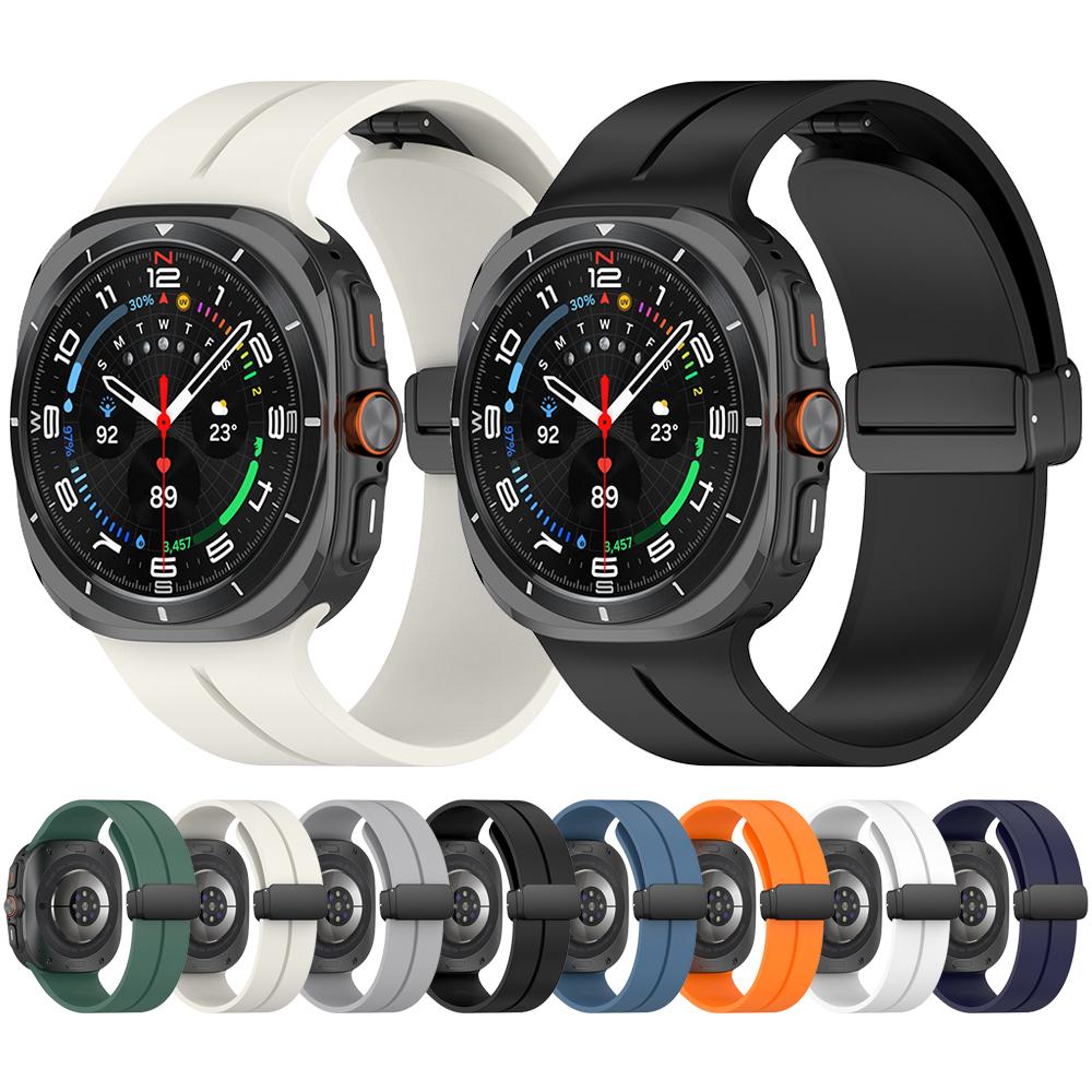 Магнитная D-образная пряжка Спортивный силиконовый ремешок для часов Samsung Galaxy Watch Ultra 47 мм Запасные аксессуары для ремешка-браслета
