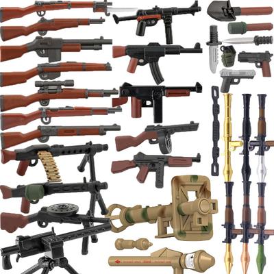 5/10 Оружие солдата Второй мировой войны Строительный блок Двухцветная печатная машина Винтовка Пистолет-пулемет Снайперские винтовки Военные аксессуары Кирпичики C238