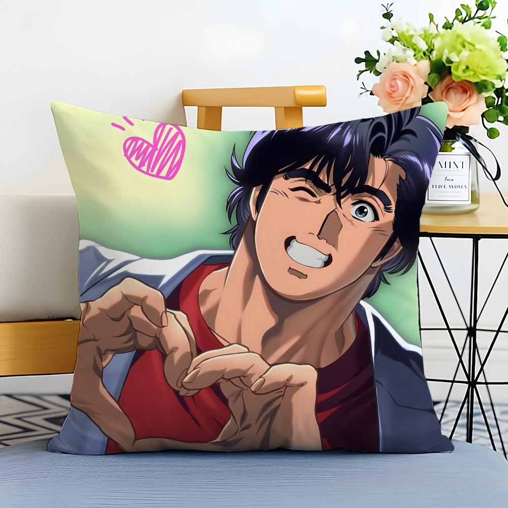 Casual CCity Hunter SShinjuku Private Eyes Cushion Cover Washable Linen Pillowcase Soft for Sofa Bed Cozy Home Room Decor