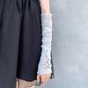 Women Lolita Jk Lace Fingerless Gloves Black Gothic Strapping Sunscreen Sleeve Clothing Accessories Elastic Mesh Punk Gloves