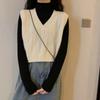 Women's Early Autumn Vest Loose V-Neck Short Sleeveless Cardigan Sweater Outer Wear Knitted Gilet Top Korean Style