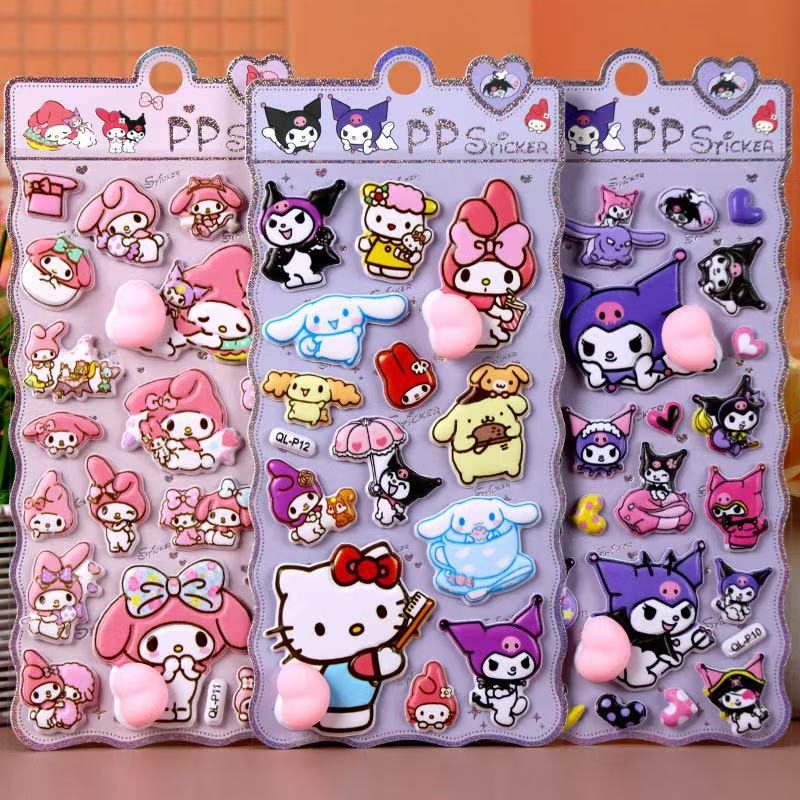3D Kawaii Kitty Sticker Happy Buttocks Cartoon Soft Pinched Children'S Decompression Bubble Sticker Phone Case Decoration