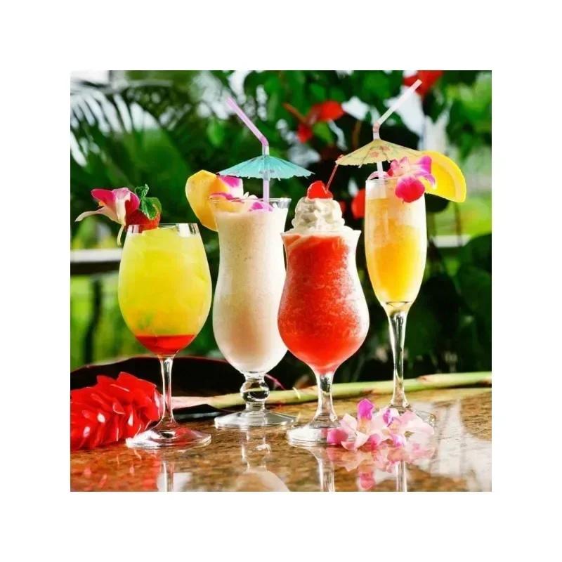 50Pcs Creative Cocktail Umbrella Shaped Straw Beach Party Beach BBQ Juice Straw Personalized Creative Theme Straw Wholesale