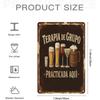 1PC 2D flat retro style Spanish humorous bar decoration tin painting creative Terapia de Grupo beer cup pattern wall decoration