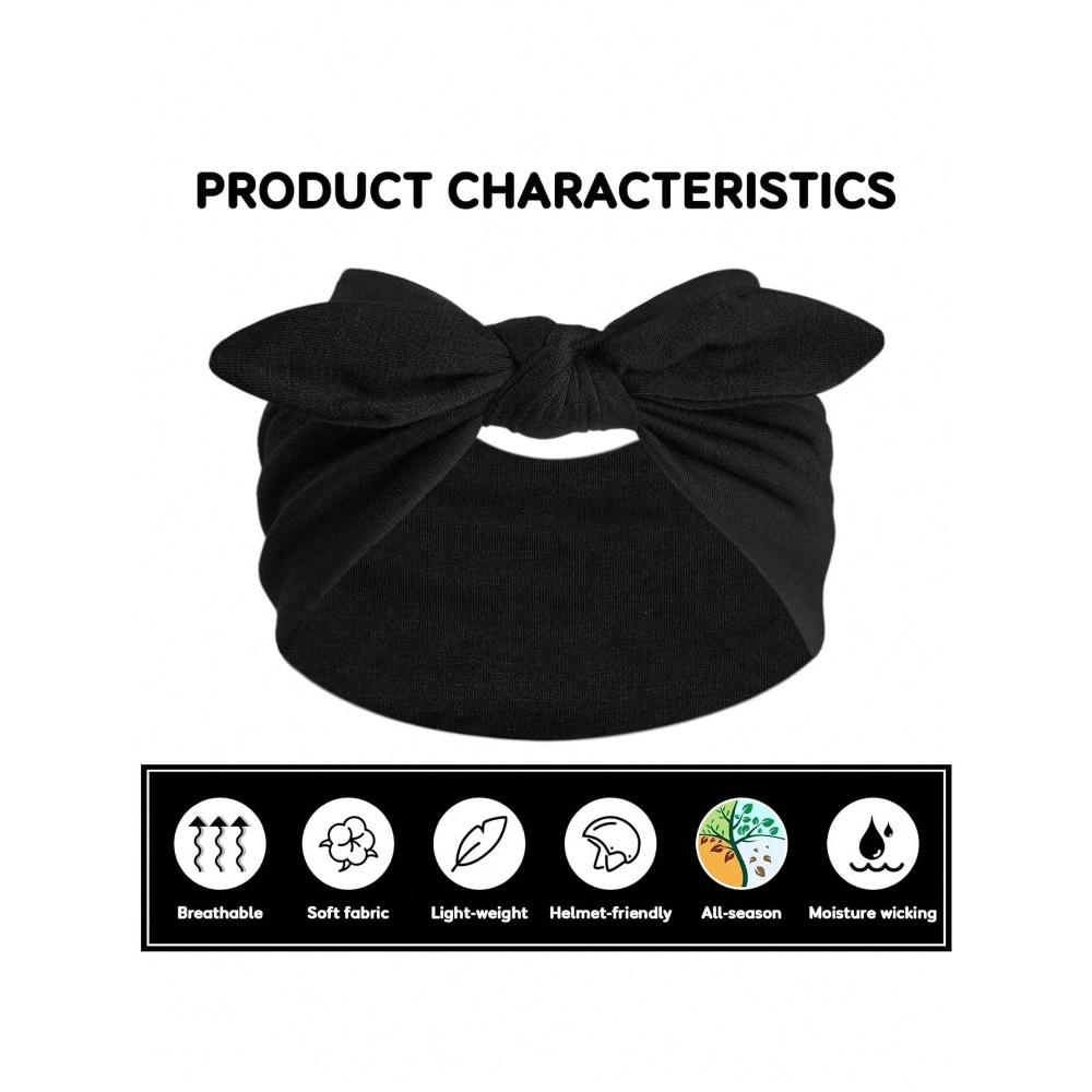 Black Bow Wide Headbands For Women, Non-Slip Yoga/Workout Headwraps, Hair Accessories Made Of Fiber Turban Headband Sweatband Hair Band