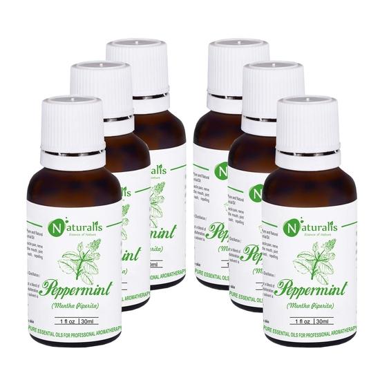Naturalis Essence Of Nature Peppermint Essential Oil Undiluted Pure And Natural Therapeutic Grade For Steaming, Hair, Skin - 30 Ml (Pack Of 6)