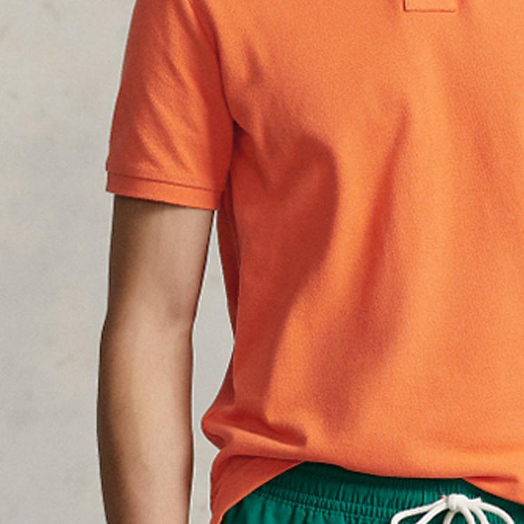 Polo Ralph Lauren SS23 однотонная рубашка поло с коротким рукавом мужская верхняя часть оранжевая MNPOKNI1N822250-820