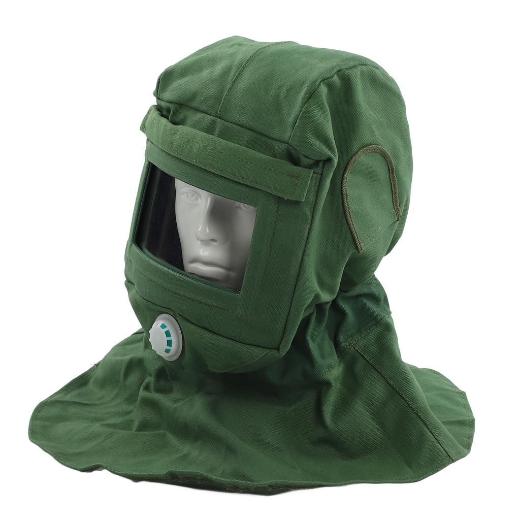 Sand Blasting Hood Cap Face Shield Vent Dustproof Windproof Canvas Shawl Cut Scratch Heat Resistant Neck Protector