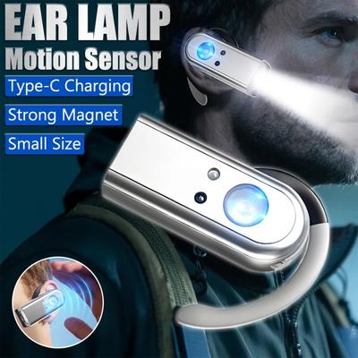 E2 Светодиодный легкий налобный фонарь с зарядкой Type-C, портативный налобный фонарь для ушей, магнитный налобный фонарь для ночного бега, рыбалки и езды на велосипеде