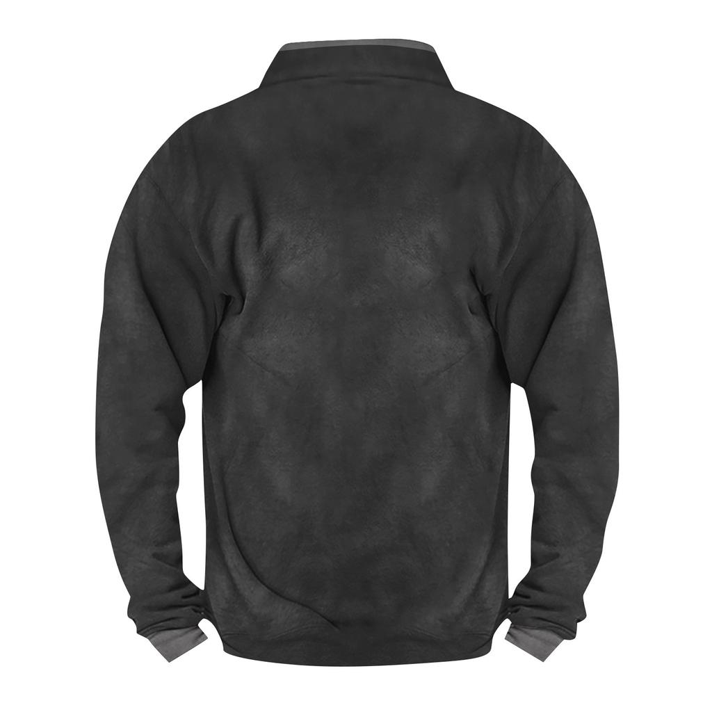 Мужской винтажный спортивный свитер с длинным рукавом и высоким воротником на молнии до половины