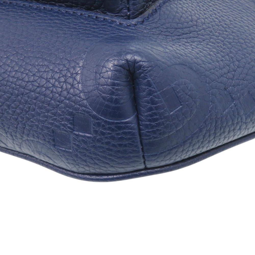 Used AUTHENTIC GUCCI 825964 GG body bag Waist Pouch blue Leather