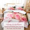 Pink Flower Duvet Cover and Pillowcases Set King Size 220x240 Double Bed Single 3D Queen Bedding Sets Pink Full Twin Quilt Linen