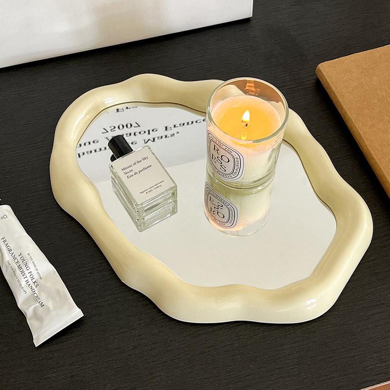 Зеркало для макияжа в скандинавском стиле, нестандартное зеркало для спальни, туалета, офиса, общежития, регулируемое настольное зеркало для эстетического косметического декора