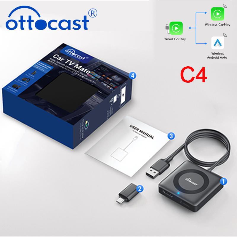 OTTOCAST Car TV Mate C4 Беспроводной адаптер Android Auto CarPlay Поддержка HDMI входа Видеоконвертер для ТВ-стиков Игровых консолей