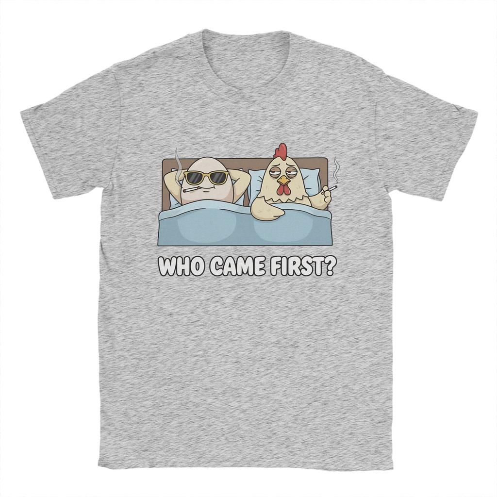 Курица и яйцо кто был первым смешная курица футболка летняя 100% хлопок футболки для мужчин модная печатная футболка смешной топ футболки
