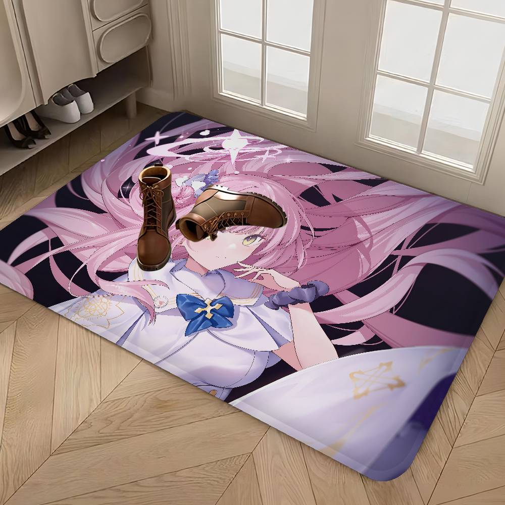 Fashion Game Blue Archive Cute Misono Entrance Door Mat Rectangle Anti-slip Home Soft Badmat Front Door Indoor Outdoor Rug