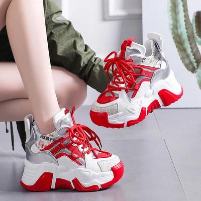 Модные осенние женские кроссовки, новые дышащие туфли на высокой платформе, женские, вулканизированные, повседневные, массивные кроссовки Zapatillas Mujer 9 см