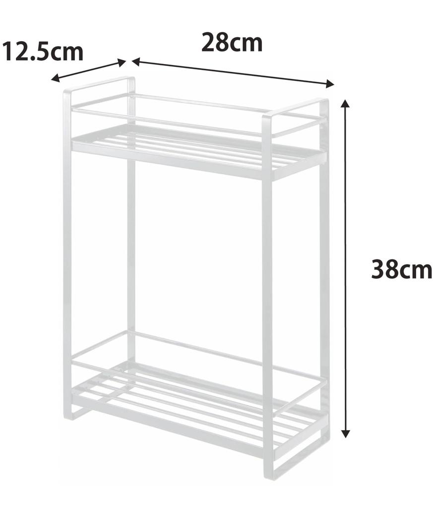 Подставка для диспенсера Yamazaki Jitsugyo, 2 яруса, белая, Ш28 x В38 см, стойка для ванной комнаты MIST 2232 (Ямадзаки) приблизительно. Д12.5