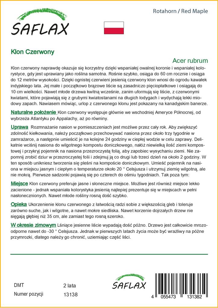 SAFLAX Клен красный - 20 семян - Acer Rubrum