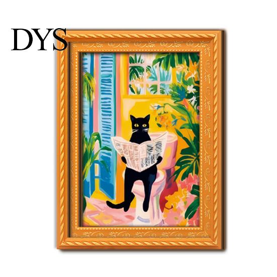 Framed Art Magnets for Housewarming Gifts Cute Cat Magnetic Fridge Magnet, Vintage Wooden Picture Frame, Fun Gift Lovers Renters Scene Decor