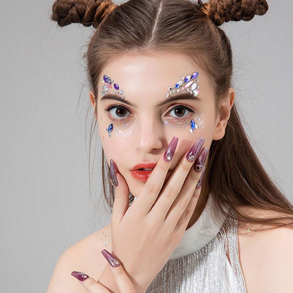 Наклейки для бровей Лицо Тело Цветные Стразы Временная Татуировка Шармы для Нейл-Арта Наклейки Тату для Лица
