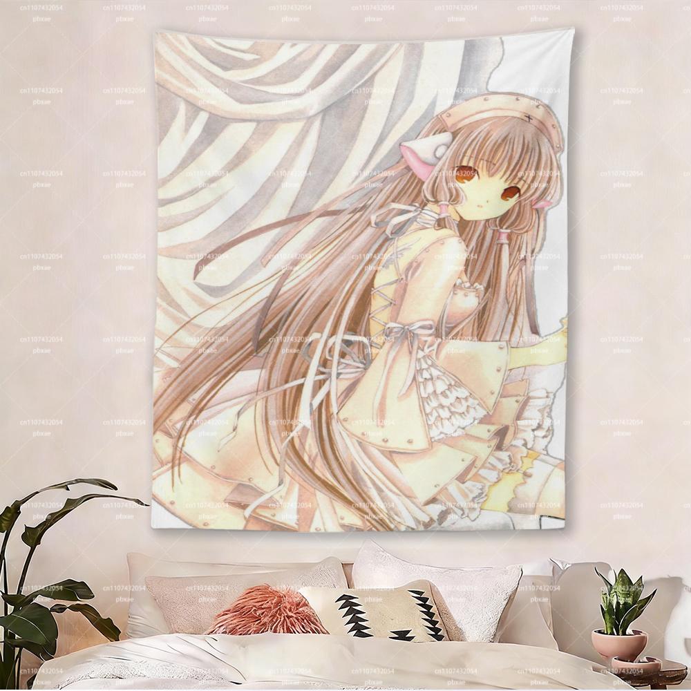 1 шт. Тканевое панно Chobits Chi Аниме Мягкие пастельные тона Манга Настенный декор Кавайный робот-девочка для спальни общежития комнаты отаку Печатный