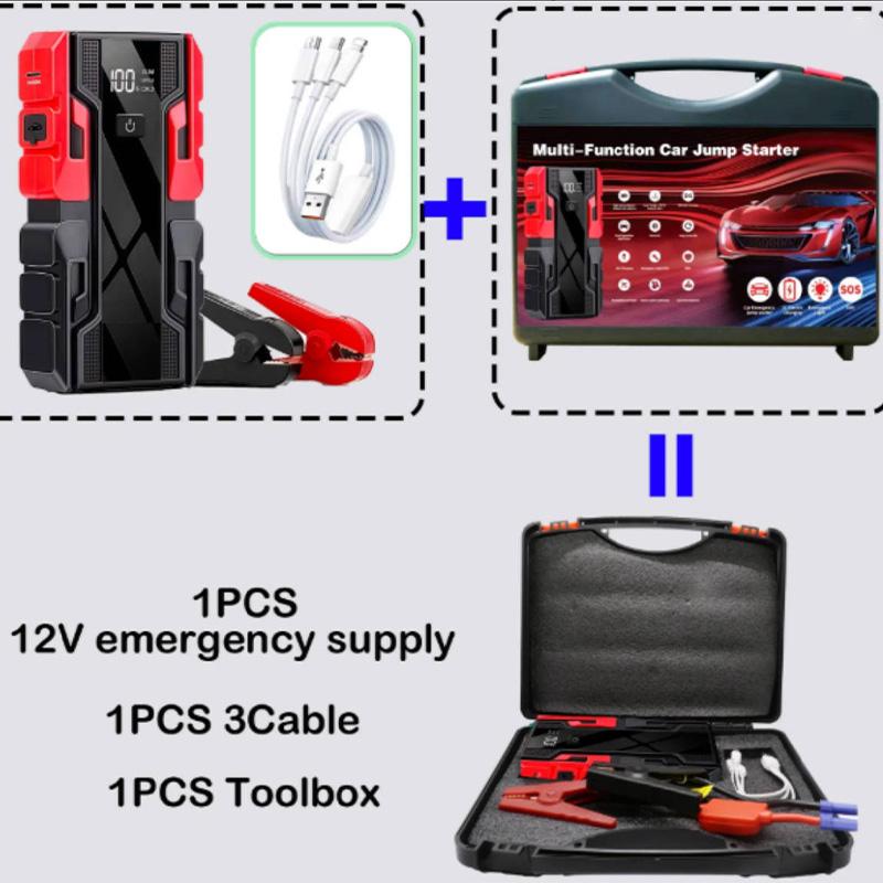 12V Portable Car Jump Starter: 99800mAh Large Capacity Lithium Booster for 8.0L Gas & 5.5L Diesel Engines
