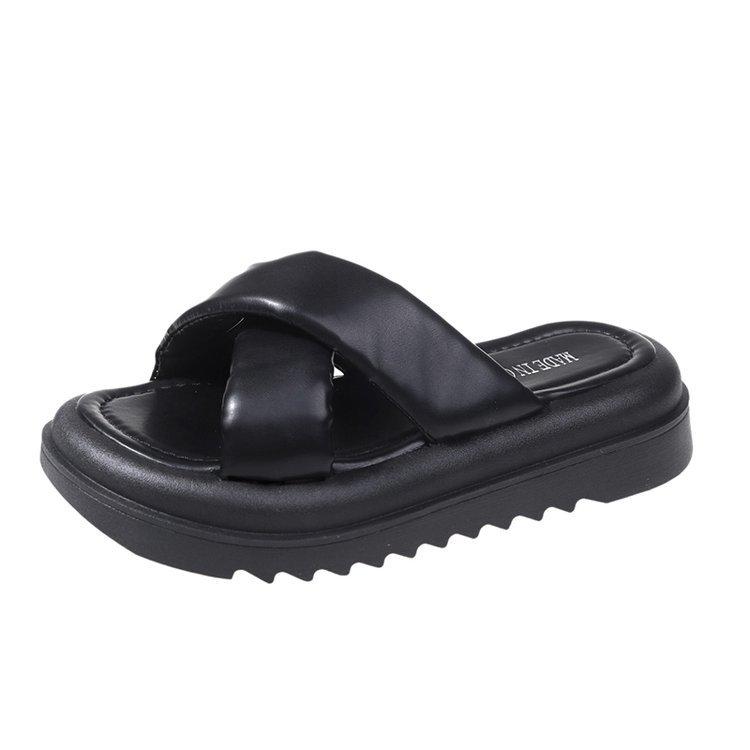 2024 Женские тапочки из флока с узлом, женские повседневные шлепанцы с открытым носком, женские летние удобные пляжные сандалии на плоской платформе